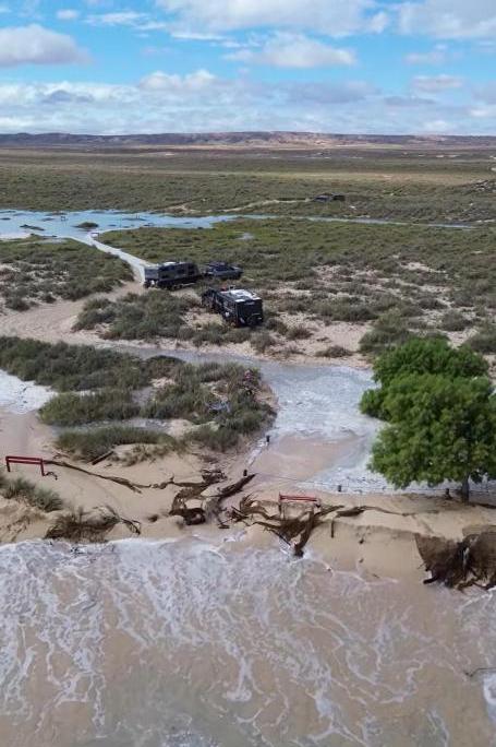 Water behind normally dry sites at Ningaloo Station